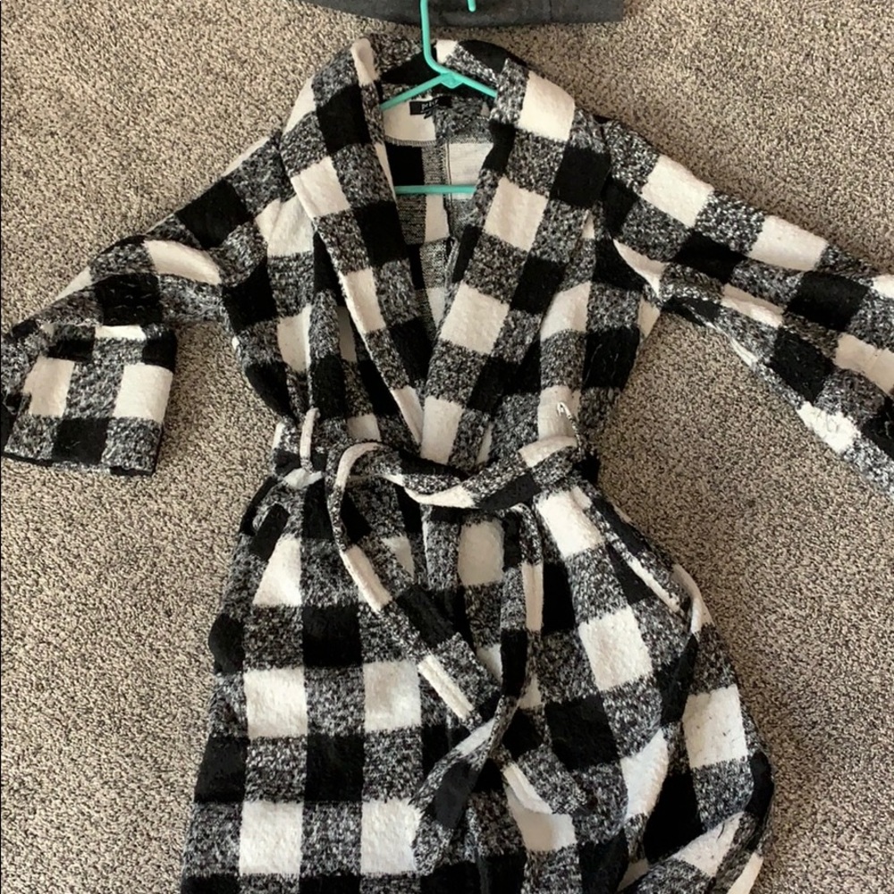 Long, black and white coat